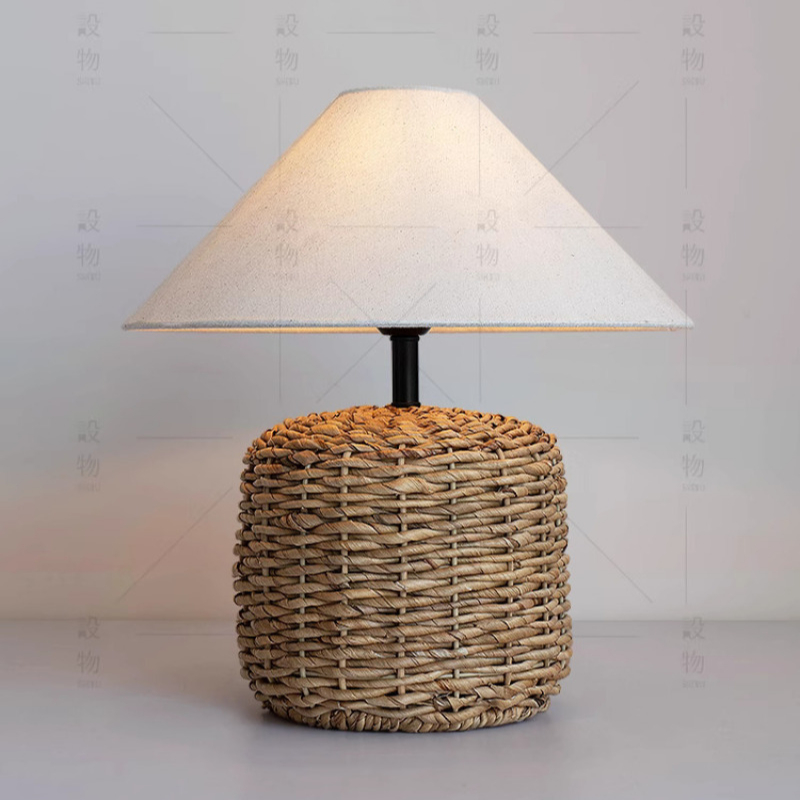 Desk Setup Vintage - Ręcznie Robiona Tkana Lampa Stołowa E27