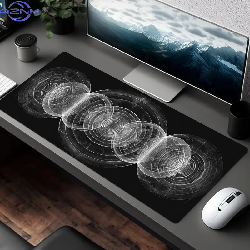 Desk Setup Or Set Up - Duża czarno-biała podkładka pod mysz z