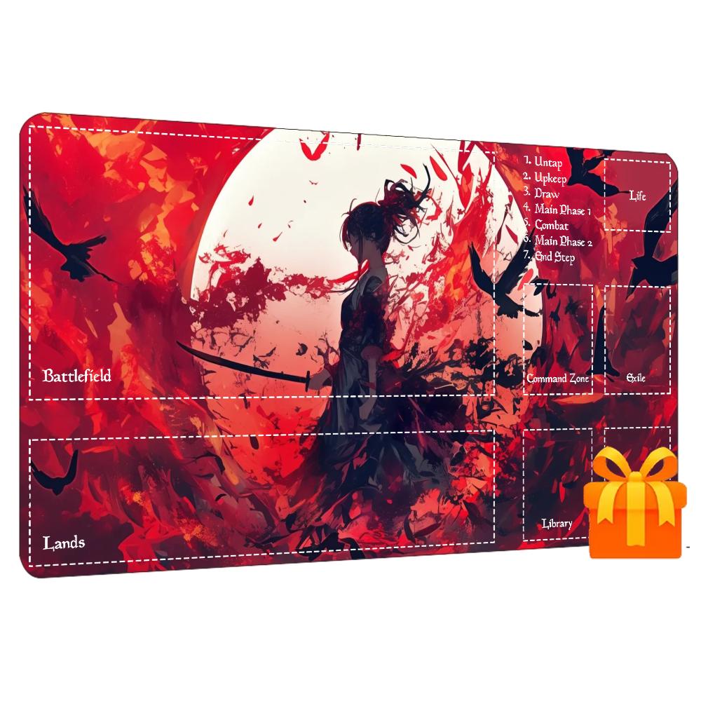 Desk Setup Anime - Blood Moon Samurai Anime Lady Duża