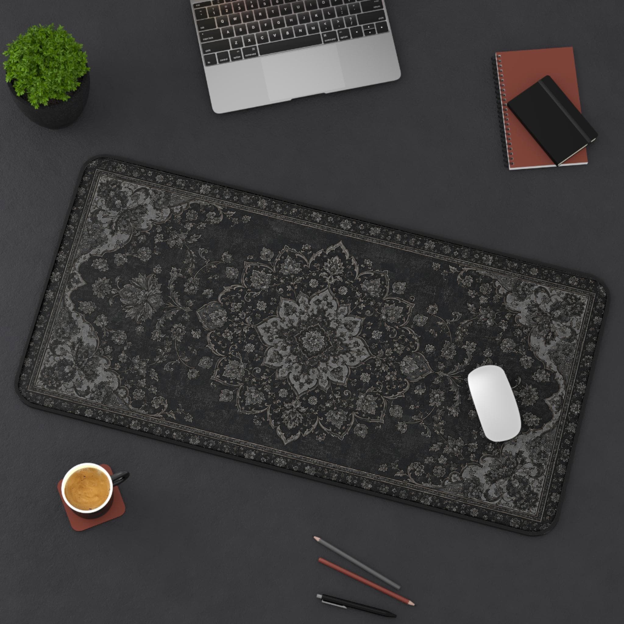 Desk Setup Vintage - Czarna mata na biurko, podkładka na