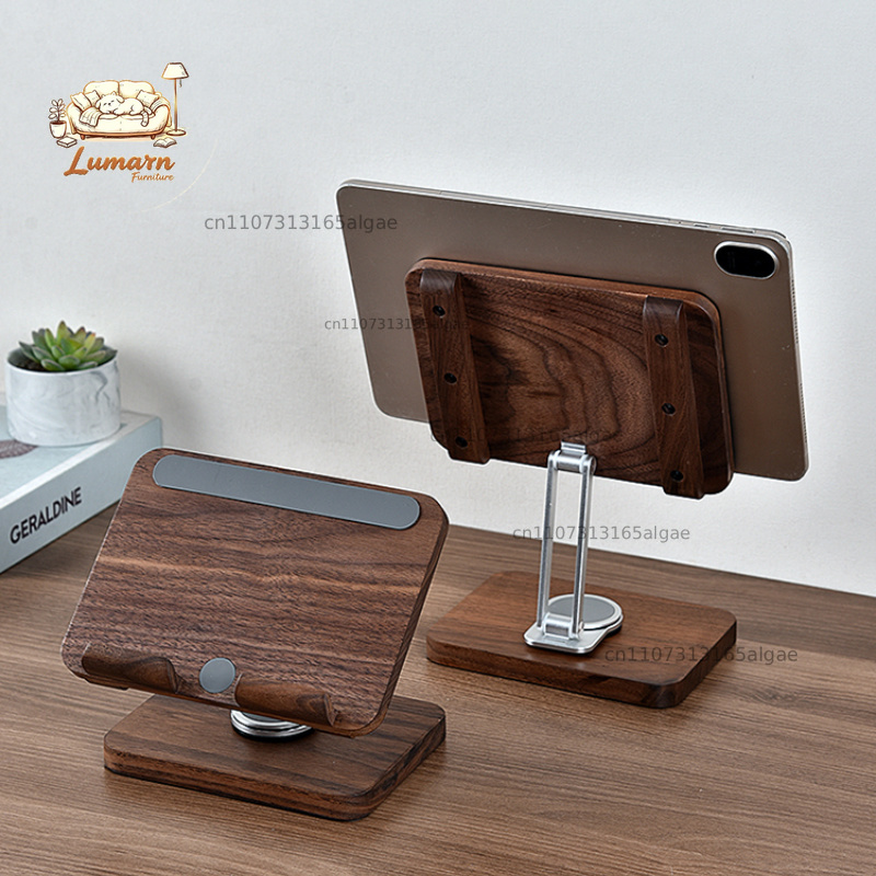 Desk Setup With Ipad - Podstawka pod iPad z drewna orzecha