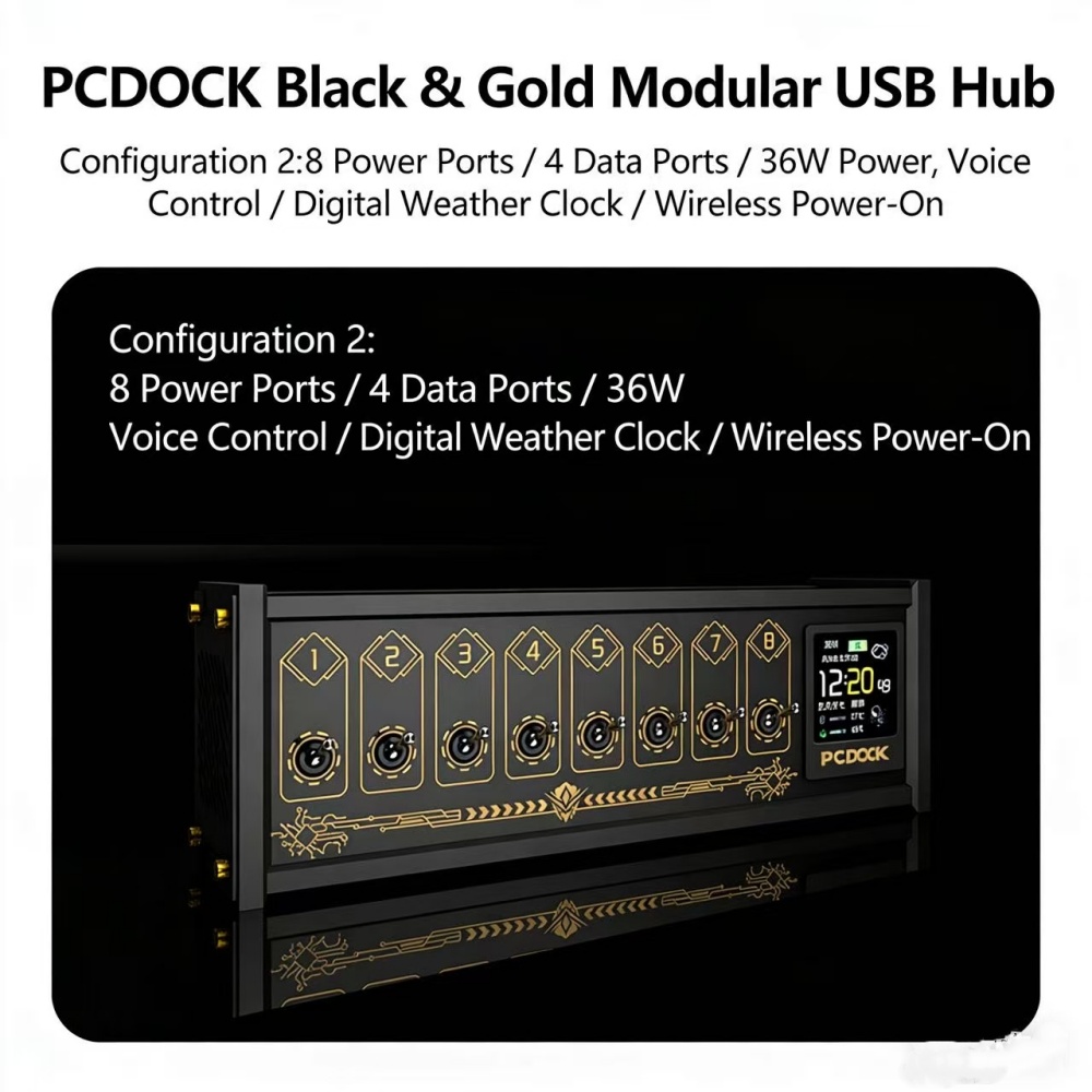 Desk Setup Tech - PCDOCK Blok USB z przełącznikiem, listwa