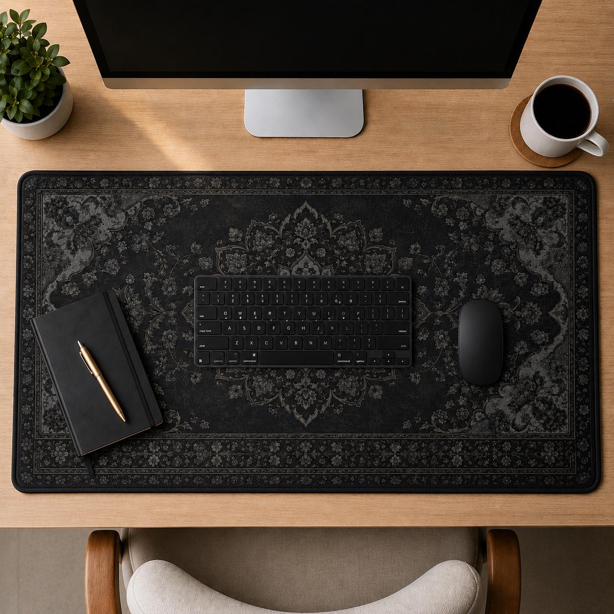 Czarna mata na biurko, podkład – Desk Setup Vintage recenzja i cena